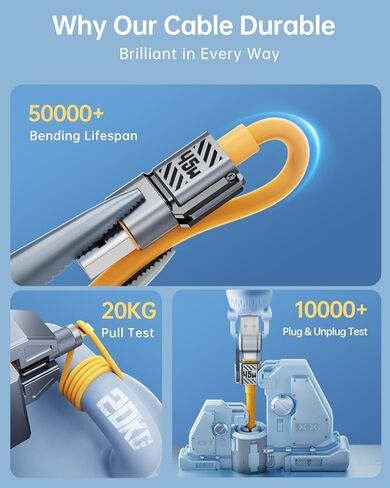 كابل USB C 4 في 1 بقوة 100 واط [سلسلة SHEZI] سلك شاحن iPhone iPad من السيليكون السميك [شحن سريع ومزامنة البيانات] [CarPlay & Android Auto]، كابل شحن متعدد مع منفذ Lightning/Type C/USB A بطول 5 أقدام in Kuwait