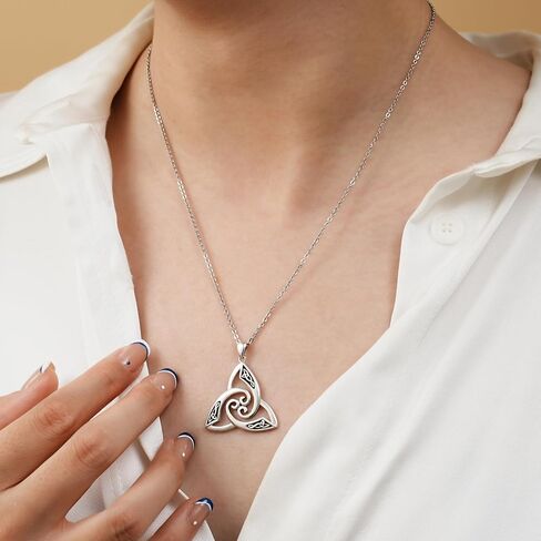 CHIC ARTSY 925 Sterling Silver Irish Trinity Celtic Knot Necklaces Oxidized Good Luck Triskele Celtic Knot Fine Jewelry Goddess Of The Moon Pendants Necklace For Women Grandma, Mom, Aunt, Sister, Niece in Saudi Arabia