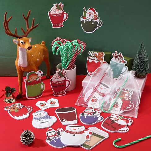 Pasimy 36 Pcs Christmas Sticky Notes Xmas Self Stick Memo Pads Coffee Cup Santa Notepad Set Included Christmas Candy Cane Pens Merry Christmas Tag Organza Bag Kids Christmas Office Home Party Gift in Saudi Arabia