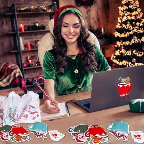 Pasimy 36 Pcs Christmas Sticky Notes Xmas Self Stick Memo Pads Coffee Cup Santa Notepad Set Included Christmas Candy Cane Pens Merry Christmas Tag Organza Bag Kids Christmas Office Home Party Gift in Saudi Arabia