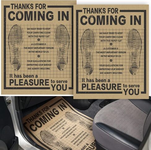 800 Pcs Bulk Disposable Car Paper Floor Mats Automotive Floor Mats Brown Kraft Paper Floor Mats for Cars Vehicles Printed with Cute Footprint and Words for Car Dealerships 20 x 16 Inch (Brown) in Saudi Arabia