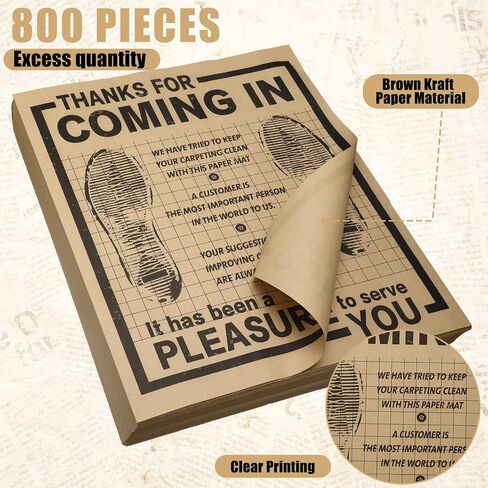 800 Pcs Bulk Disposable Car Paper Floor Mats Automotive Floor Mats Brown Kraft Paper Floor Mats for Cars Vehicles Printed with Cute Footprint and Words for Car Dealerships 20 x 16 Inch (Brown) in Saudi Arabia