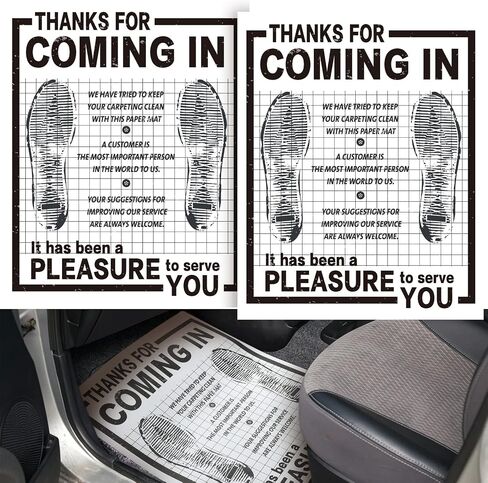 800 Pcs Bulk Disposable Car Paper Floor Mats Automotive Floor Mats Brown Kraft Paper Floor Mats for Cars Vehicles Printed with Cute Footprint and Words for Car Dealerships 20 x 16 Inch (Brown) in Saudi Arabia