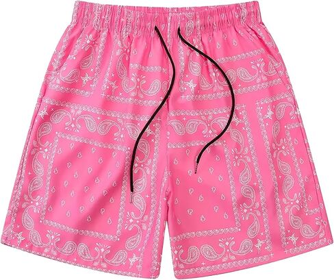 Men's Paisley Shorts Drawstring Bandana Print Casual Workout Athletic Basketball Beach Boxing Summer Shorts in Saudi Arabia