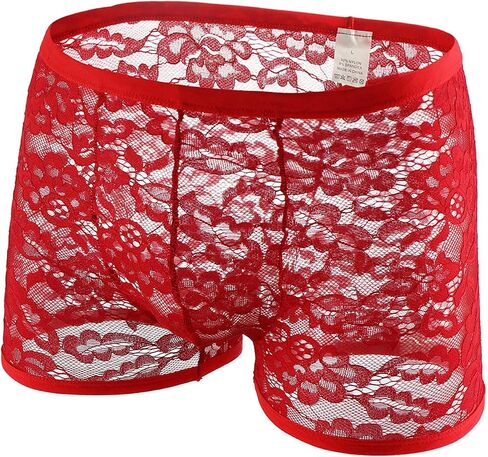 Mens Lace Boxers Briefs Sheer Underwear Sissy Panties Sexy Lingerie for Men in Kuwait