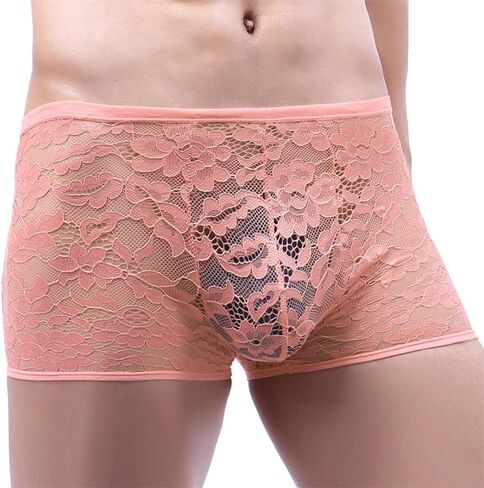 Mens Lace Boxers Briefs Sheer Underwear Sissy Panties Sexy Lingerie for Men in Kuwait