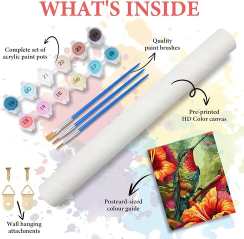 Paint by Numbers Kit for Adults Beginner, Hummingbird Acrylic Adult Paint by Number Kits on Canvas, Hummingbird Watercolor Oil Paint by Number for Adults, Perfect for Home Decor Gift 16"x20" in Saudi Arabia