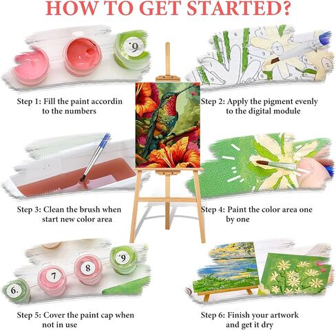 Paint by Numbers Kit for Adults Beginner, Hummingbird Acrylic Adult Paint by Number Kits on Canvas, Hummingbird Watercolor Oil Paint by Number for Adults, Perfect for Home Decor Gift 16"x20" in Saudi Arabia