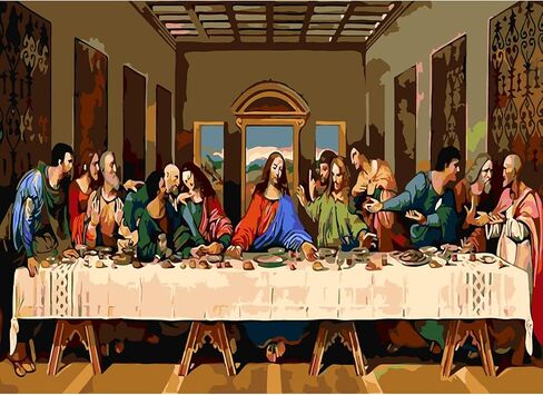 Lxmsja Jesus Last Paper طلاء بالأرقام للبالغين المبتدئين، طلاء بالأرقام مع ملحقات كاملة، أعمال فنية لرسم الأكريليك DIY، ديكور منزلي 60 × 40 سم in Kuwait