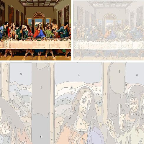 Lxmsja Jesus Last Paper طلاء بالأرقام للبالغين المبتدئين، طلاء بالأرقام مع ملحقات كاملة، أعمال فنية لرسم الأكريليك DIY، ديكور منزلي 60 × 40 سم in Kuwait