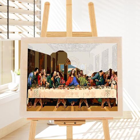 Lxmsja Jesus Last Paper طلاء بالأرقام للبالغين المبتدئين، طلاء بالأرقام مع ملحقات كاملة، أعمال فنية لرسم الأكريليك DIY، ديكور منزلي 60 × 40 سم in Kuwait