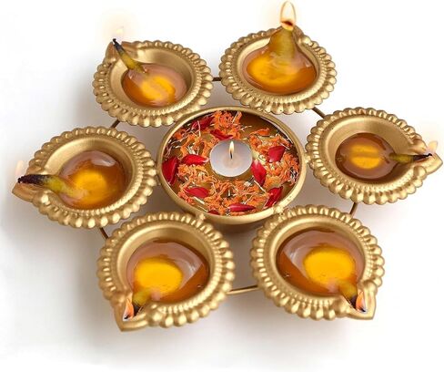Assorted Decorative Traditional Urli Diya | Perfect for Center Table, Living Room, Office, Home & Pooja Room, Wedding Gift, (10) in Kuwait