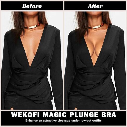Wekofi Women’s Deep V Plunge Convertible Sexy Low Back Clear Straps Backless Magic Wire Bra in Kuwait