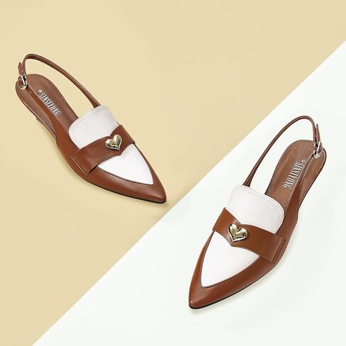 Women Slingback Kitten Heels Pointed Toe Splicing Heart Buckle Pumps Vintage Dress Office Shoes in Saudi Arabia