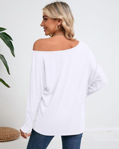 Riyiper 3 Pack Women's Off The Shoulder Tops, Long Sleeve Shirts Casual Dolman Tunics Tee Blouses Loose Pullover Tunic Tops in Saudi Arabia