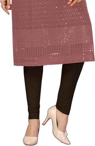 ladyline Rayon Chikankari Tunic Kurta Kurti Top Womens Schiffli Sequins Embroidered in Kuwait