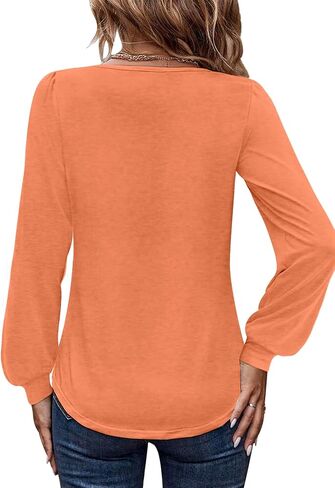 Women's Long Sleeve Shirts Dressy V Neck Business Casual Blouses Fall Clothes in Saudi Arabia