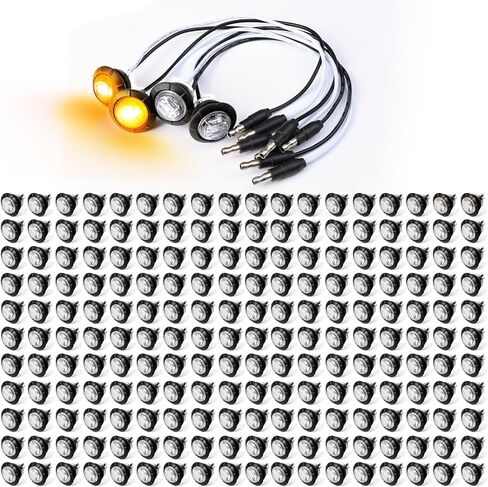 3/4 Inch Round Clear Lens Amber 3 LED Side Marker Lights Clearance Indicator Lights with Grommets Truck Trailer RV ATV SUV 12V DC Plugs in Kuwait