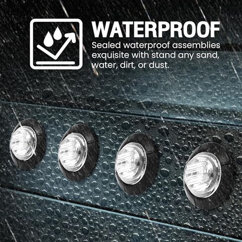 3/4 Inch Round Clear Lens Amber 3 LED Side Marker Lights Clearance Indicator Lights with Grommets Truck Trailer RV ATV SUV 12V DC Plugs in Kuwait