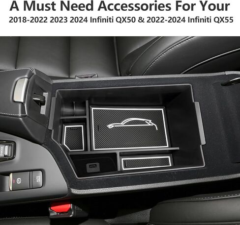 LUWU 2023 Infiniti QX50 QX55 منظم وحدة التحكم المركزية منظم مسند الذراع 2018-2023 QX50 وحدة تخزين وحدة التحكم المركزية صينية إدراج 2022-2023 QX55 مسند الذراع 2023 ملحقات إنفينيتي (أبيض) in Kuwait
