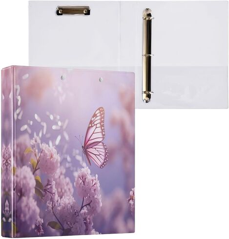 Flying Butterfly 3-Ring Binder 1.5 Inch 1 Pack Round Ring Binder Holds 200 Sheets with 3 Inside Pockets for Office Home Organization in Saudi Arabia