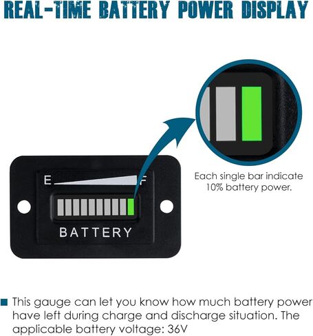Runleader 36V LED Battery Capacity Meter,Battery State of Charge & Discharge,Applicable to Trojan Battery powered Golf Cart Forklift Lawn Mower Leaf Trimmer Motorhome etc. in Saudi Arabia