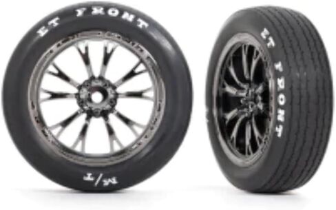 Traxxas 9474X Tires & Wheels, Assembled, Glued (Weld Black Chrome Wheels, Tires, Foam Inserts) (Front) (2) in Saudi Arabia
