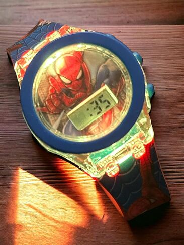 GIFTPLAY! Kids Boys Superhero Baseball Cap Hat & Flash Light Luminous Digital Quartz Watch Time & Polarized Sport Sunglasses Theme: Spiderman Acccesories Gift Set 3 Pcs Red and Blue, Red and Blue, 6 in Kuwait