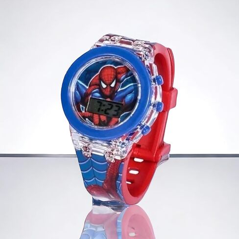 GIFTPLAY! Kids Boys Superhero Baseball Cap Hat & Flash Light Luminous Digital Quartz Watch Time & Polarized Sport Sunglasses Theme: Spiderman Acccesories Gift Set 3 Pcs Red and Blue, Red and Blue, 6 in Kuwait