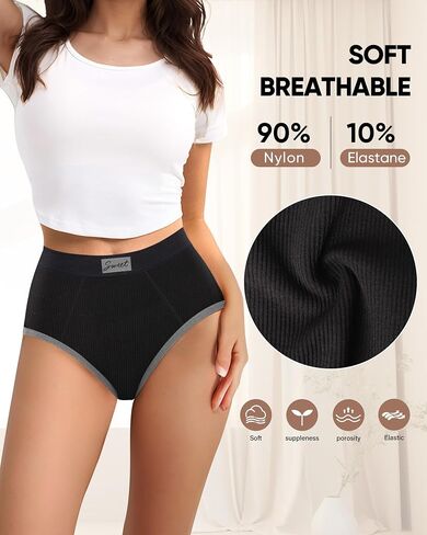 MEIYATING Womens High Waisted Underwear High-Cut Soft Stretch Briefs Ladies Cheeky Bikini Panties 5 Pack in Saudi Arabia