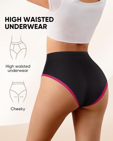 MEIYATING Womens High Waisted Underwear High-Cut Soft Stretch Briefs Ladies Cheeky Bikini Panties 5 Pack in Saudi Arabia