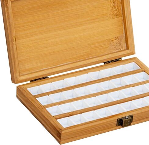 Almencla Multipurpose Empty Bamboo Paint Palette Palette Gouache Wooden Watercolor Paint Box Wood Palette Tray for Artist Kids Painters Home Studio, 36 Grids in Saudi Arabia