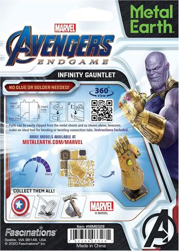 Metal Earth Fascinations Marvel Avengers Infinity Gauntlet 3D Metal Model Kit Bundle with Tweezers in Saudi Arabia