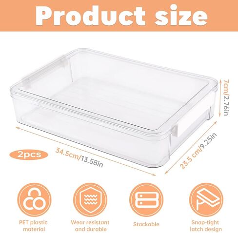 2 PCS Portable Project Case with Snap-Tight Latch, Plastic Storage Bins, Project Case for Drawers, Clear Stackable File Box for Organizing Letters, Documents, Art Supplies(COLOR:transparent) in Saudi Arabia