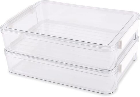 2 PCS Portable Project Case with Snap-Tight Latch, Plastic Storage Bins, Project Case for Drawers, Clear Stackable File Box for Organizing Letters, Documents, Art Supplies(COLOR:transparent) in Saudi Arabia