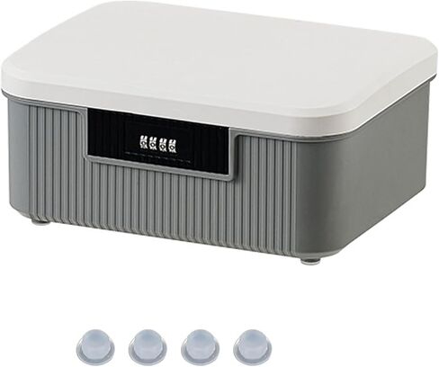 Lockable Storage Bin Outdoor Lock Box Plastic Storage Container Versatile Organizer with Changeable Lock for Home Office School Travel Business (White&Grey, 9 Liters) in Saudi Arabia