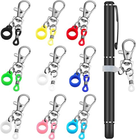 7Pcs Retractable Pen Holder Silicone Pen Lanyard Clip , Adjustable Badge Reel Accessories Pen Holder for Lanyard , Pen Lanyard Lanyard with Clip Lanyard Pen Holder Hang on Backpack, Belt, Wallet in Saudi Arabia