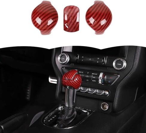 RT-TCZ Gear Shift Knob Cover Trim Interior Accessories for Ford Mustang 2015-2024 3PCS (Carbon Fiber) in Saudi Arabia