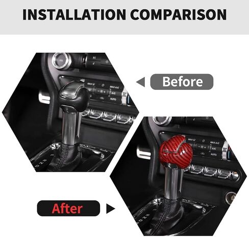 RT-TCZ Gear Shift Knob Cover Trim Interior Accessories for Ford Mustang 2015-2024 3PCS (Carbon Fiber) in Saudi Arabia