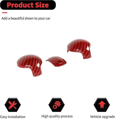 RT-TCZ Gear Shift Knob Cover Trim Interior Accessories for Ford Mustang 2015-2024 3PCS (Carbon Fiber) in Saudi Arabia
