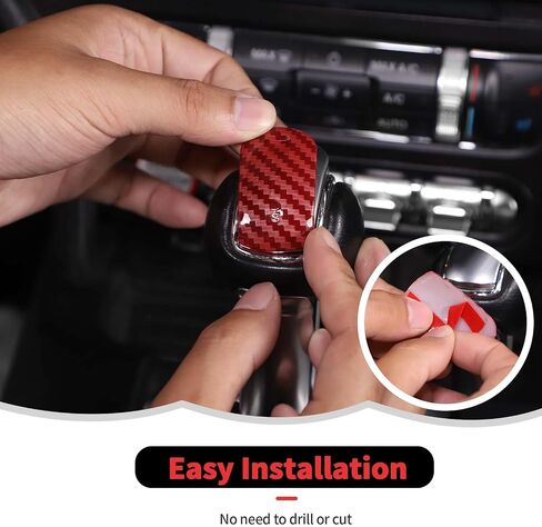 RT-TCZ Gear Shift Knob Cover Trim Interior Accessories for Ford Mustang 2015-2024 3PCS (Carbon Fiber) in Saudi Arabia