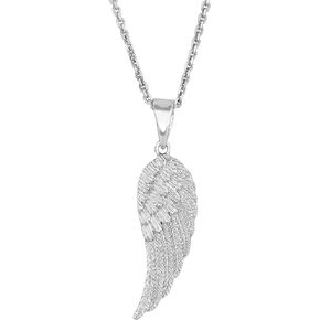 Jewelry Affairs Sterling Silver Angel Wing Pendant Necklace, 18"