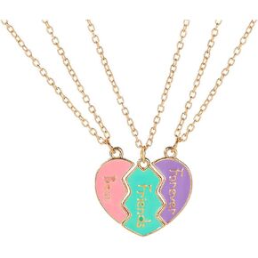 POYAMUSE Colorful Pendant Necklace Set, BFF Necklaces for 3, Friendship Necklace Set for Best Friends
