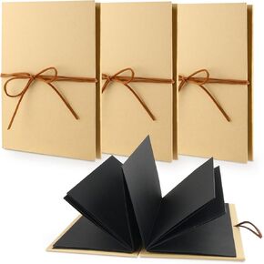 4 Pcs Scrapbook Albums 6x8 inch Hardcover Photo Albums Kraft Paper Photo Albums Folding Photo Collection for Wedding Graduation Anniversary