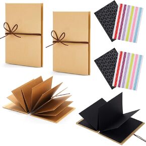 2 Pcs Scrapbooks Hardcover Photo Albums, 6 x 8 Inches Accordion Scrapbook for DIY Scrapbooking Anniversary Sketchbook Wedding Valentines Day Gifts, Brown