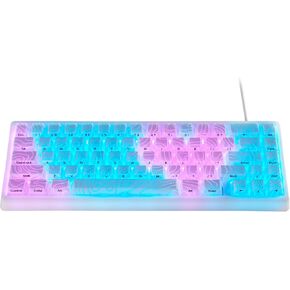 HITIME x XVX M67 60% Wired Mechanical Gaming Keyboard, QMK/VIA Custom Topographic Theme Keyboard with IMD Tech Keycaps, RGB Creamy Keyboard, Gasket Hot Swappable Keyboard, Stellar White(JadeStone)