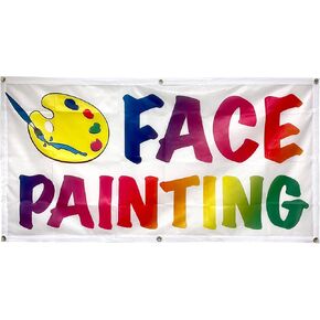 4 Less Co 2x4 Ft FACE PAINTING Banner Fabric Polyester Sign wb