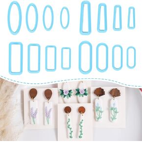 Sitsink Basic Polymer Clay Cutters -16 Pcs Dangle Clay Cutters for Polymer Clay Jewelry, Rectangle Polymer Clay Earring Cutters, Oval Clay Jewelry Cutters, Basic Drop Dangle Clay Earring Cutters