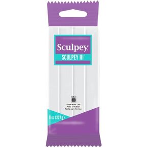 Sculpey III Polymer Oven-Bake Clay, White, Non Toxic, 1 lb. bar, great for modeling, sculpting, holiday, DIY, mixed media and school projects. Great for kids and beginners!