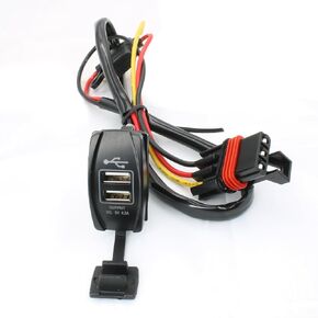 Plug & Play USB Rocker Switch 12V/24V, Dual USB 4.2A Charger with Pulse Power Bar Plug Connector for Fast Charge Compatible with Polaris RZR Ranger General with Pulse Bus Bar（Part Number: 4016007）
